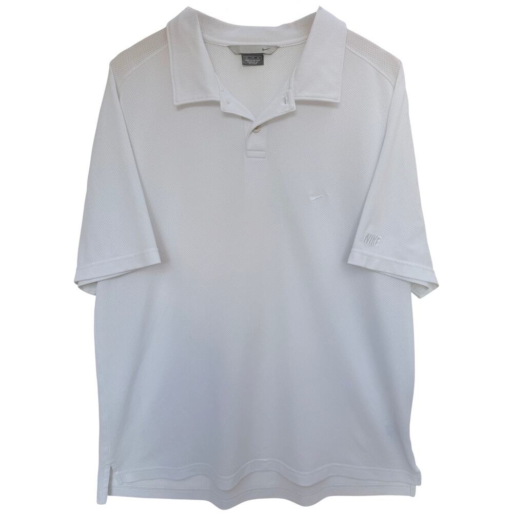 Nike Golf Dri Fit Polo Shirt Mens XL White Performance Short Sleeve Athletic